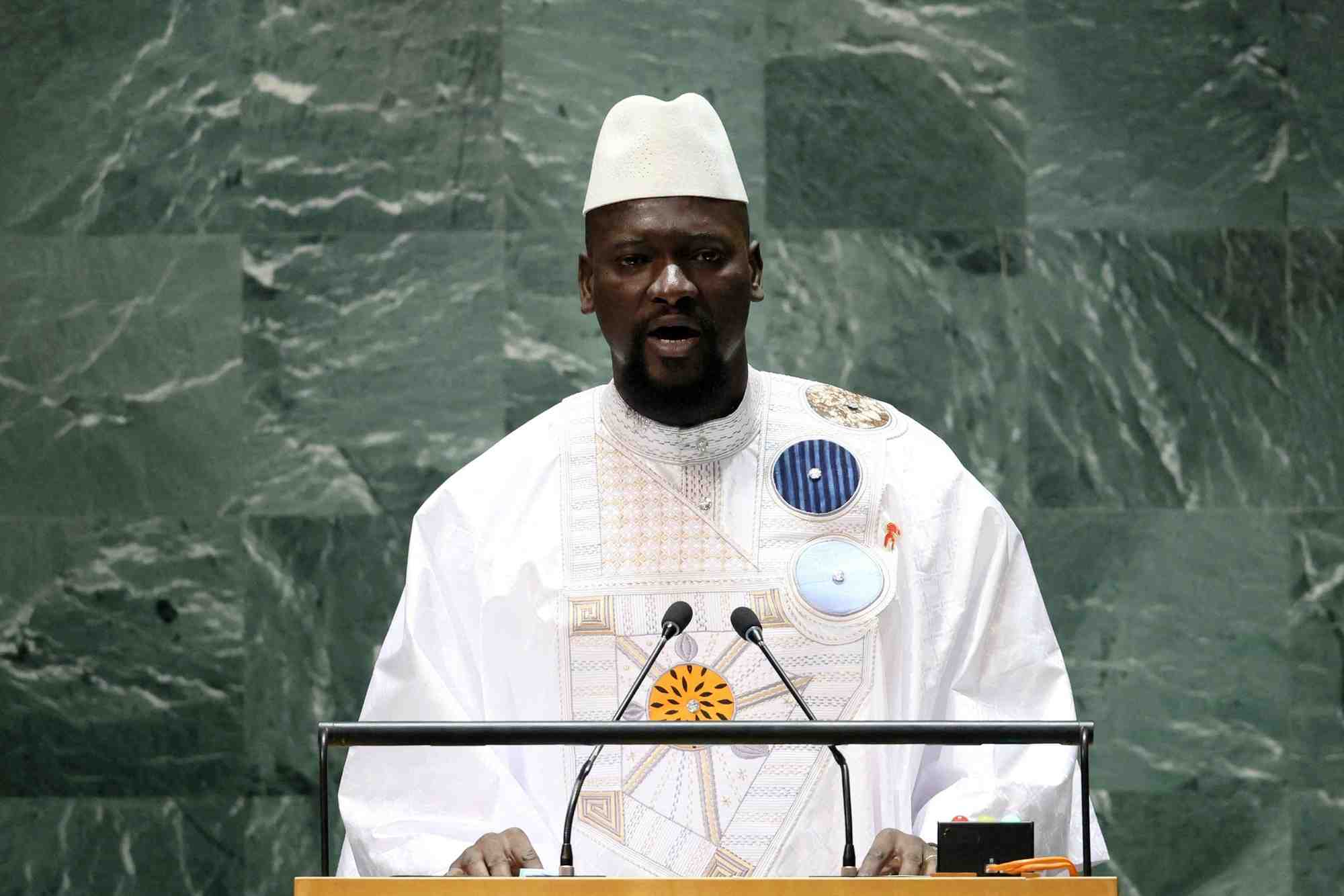Le president guineen mamadi doumbouya s'exprime lors de la 78e session de l'assemblee generale des nations unies a new york