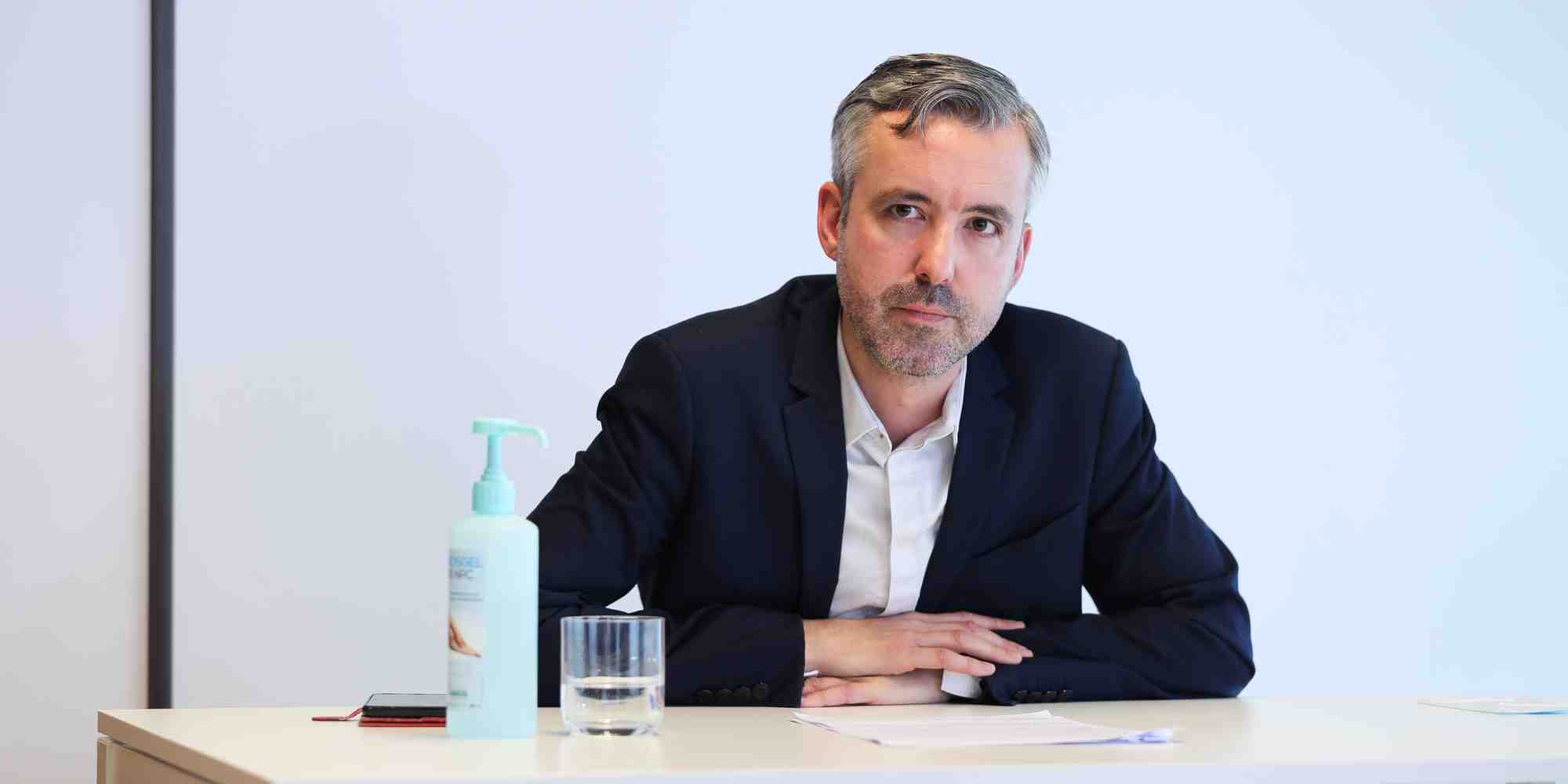 Le candidat Antoine Maurice, qualifié pour le second tour des élections municipales à Toulouse, a tenu une conférence de presse le 14 mai.