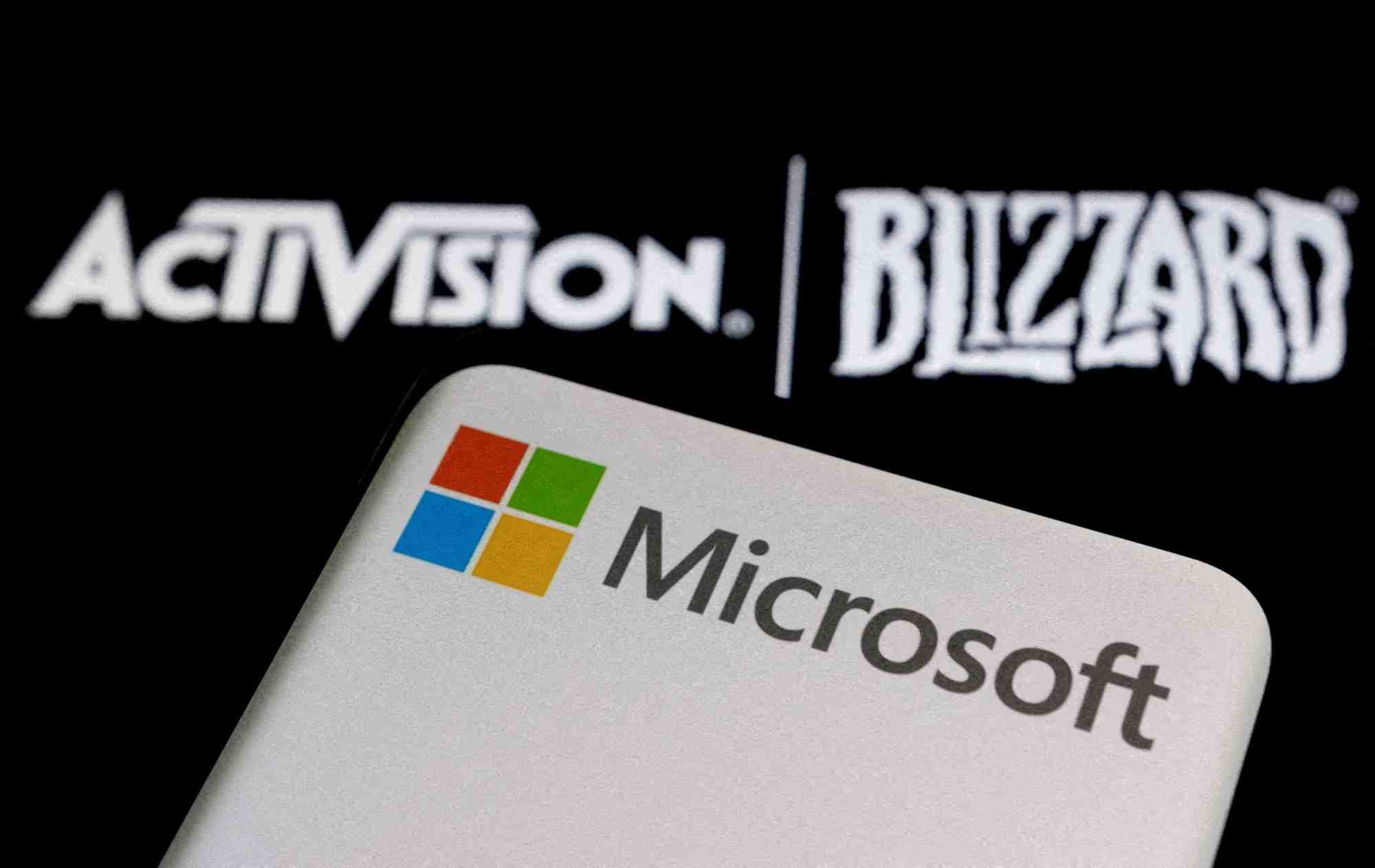 Photo d'archives du logo de logo microsoft et activision blizzard