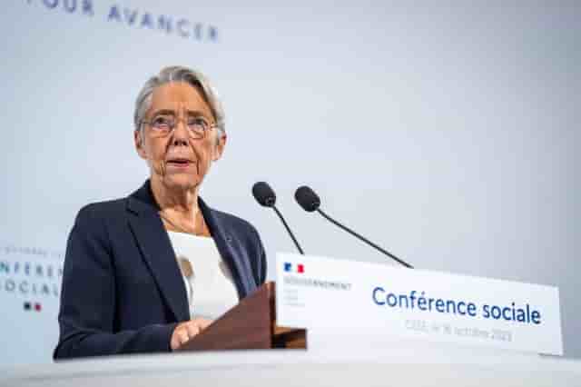 Elisabeth Borne lors de la conférence sociale ce lundi 16 octobre.
