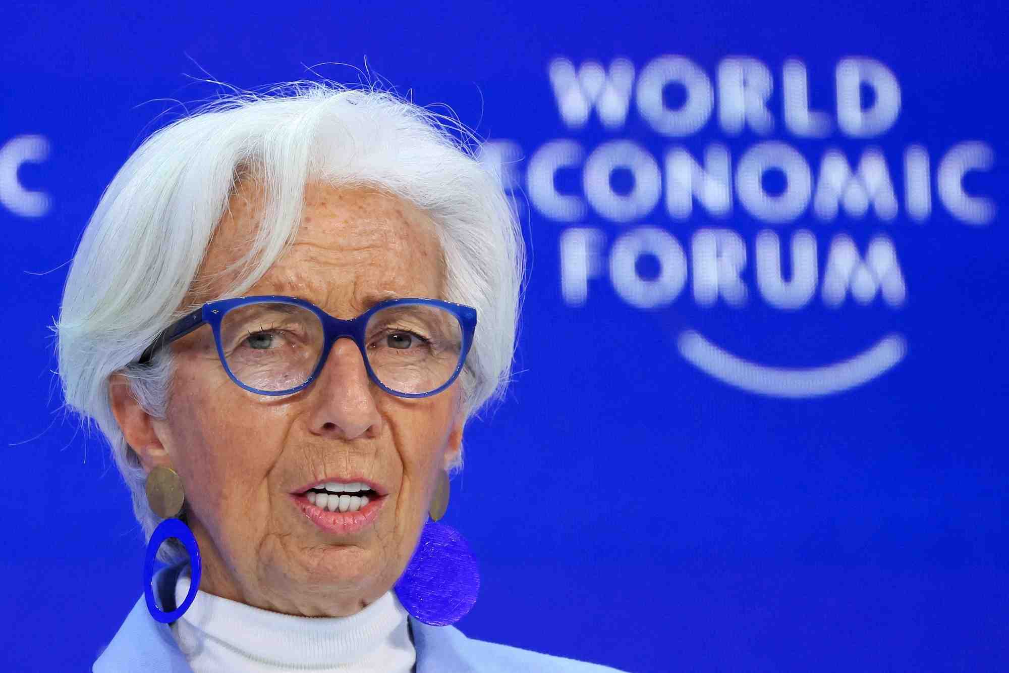 Christine lagarde, presidente de la banque centrale europeenne (bce) et membre du conseil d'administration du forum economique mondial, a davos