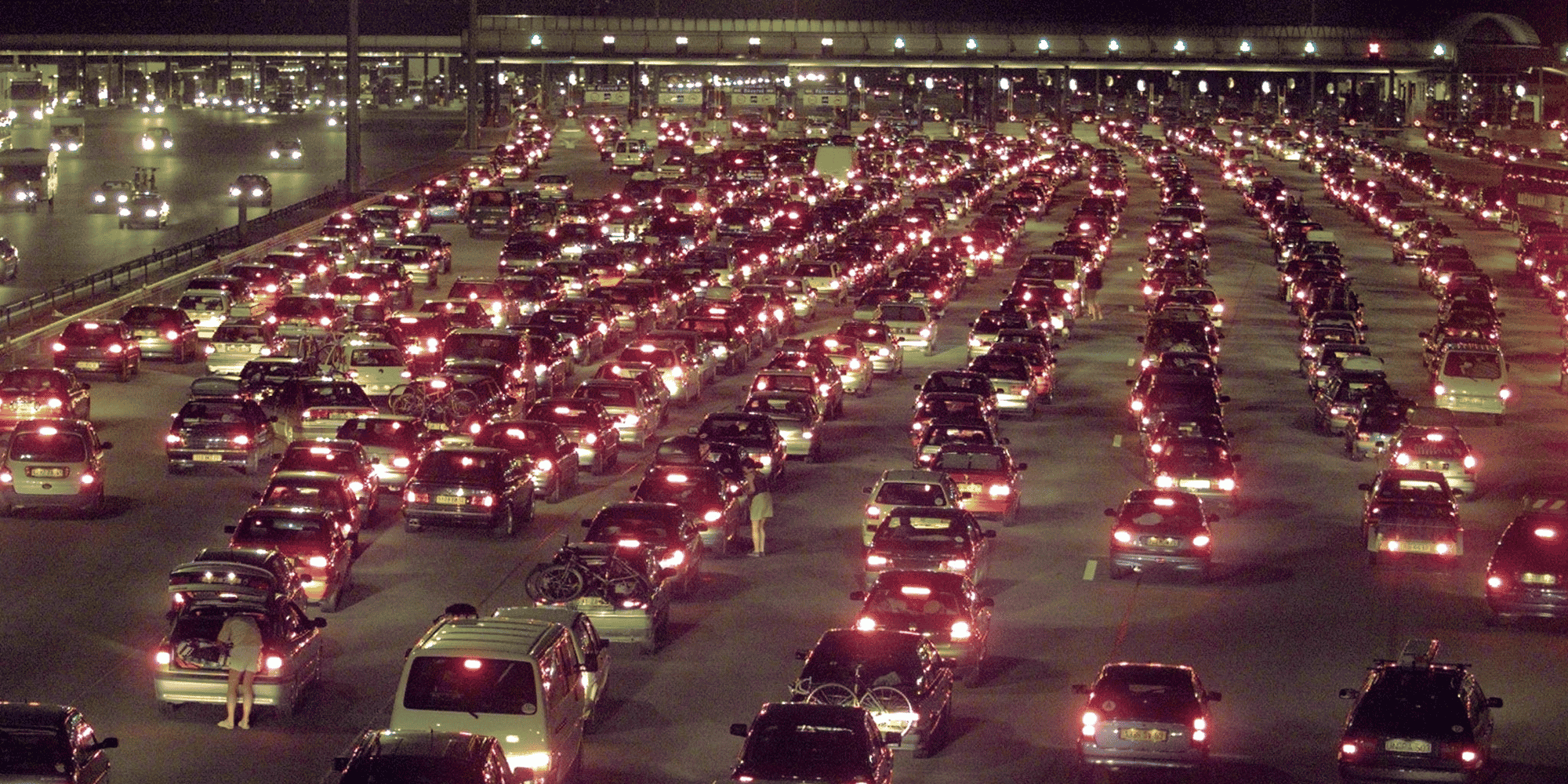 embouteillage, voitures, péage, autoroute,