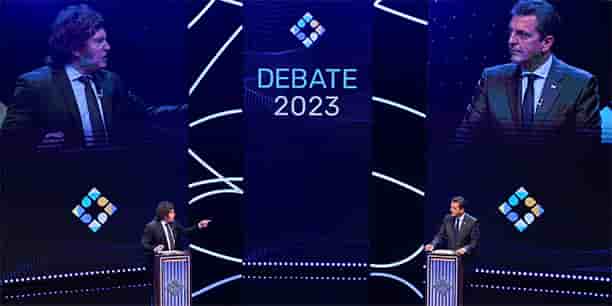 Débat télévisé entre Javier Milei et Sergio Massa, les deux candidats du second tour de la présidentielle argentine, dimanche dernier à Buenos Aires.