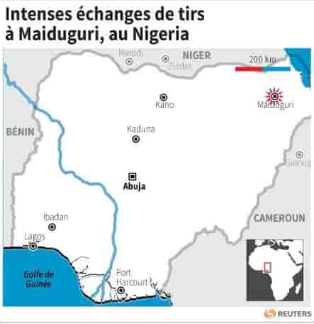 D'intenses échanges de tirs signalés à Maiduguri, au Nigeria