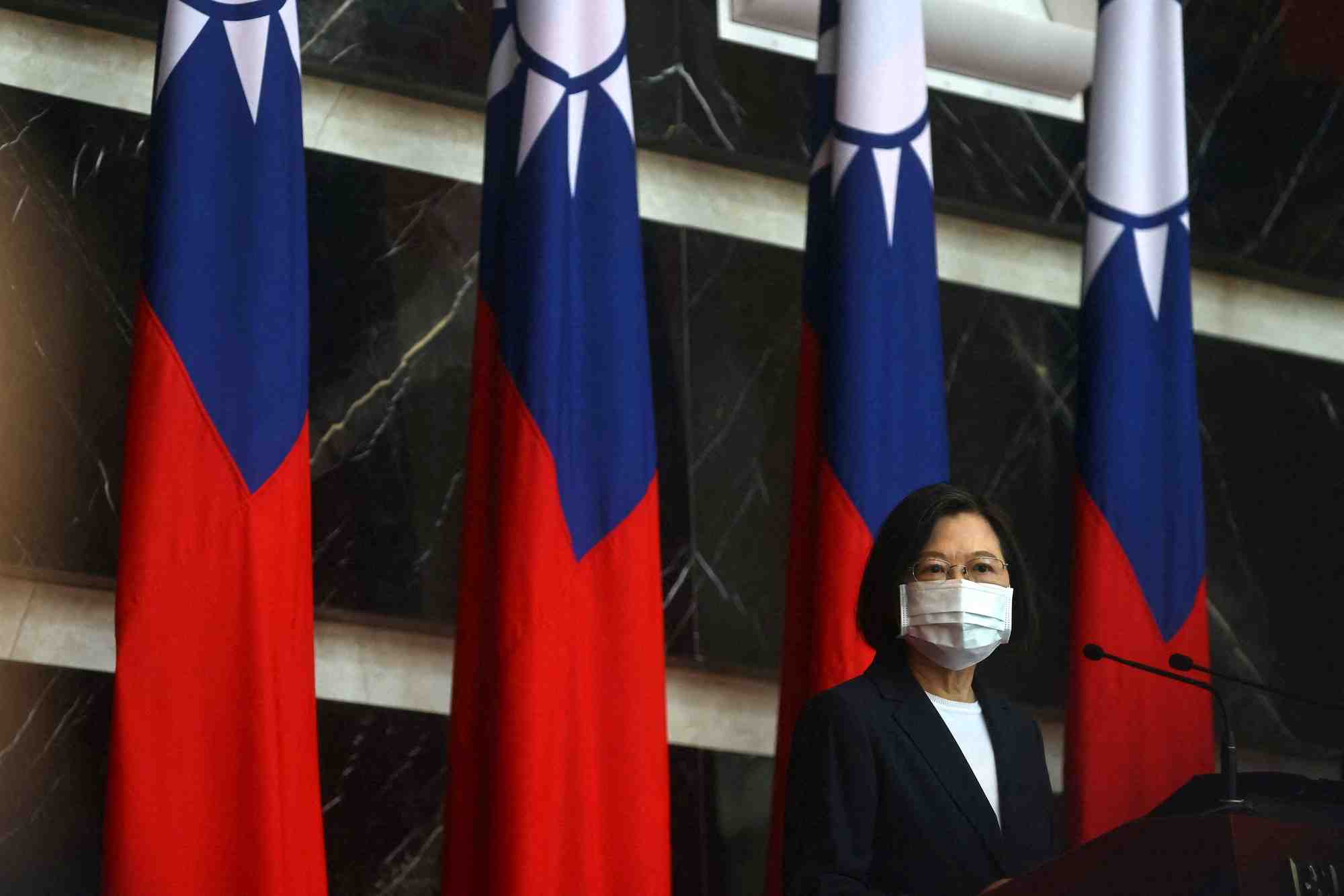 Photo d'archives de la presidente taiwanaise, tsai ing-wen, lors d'un discours a taipei