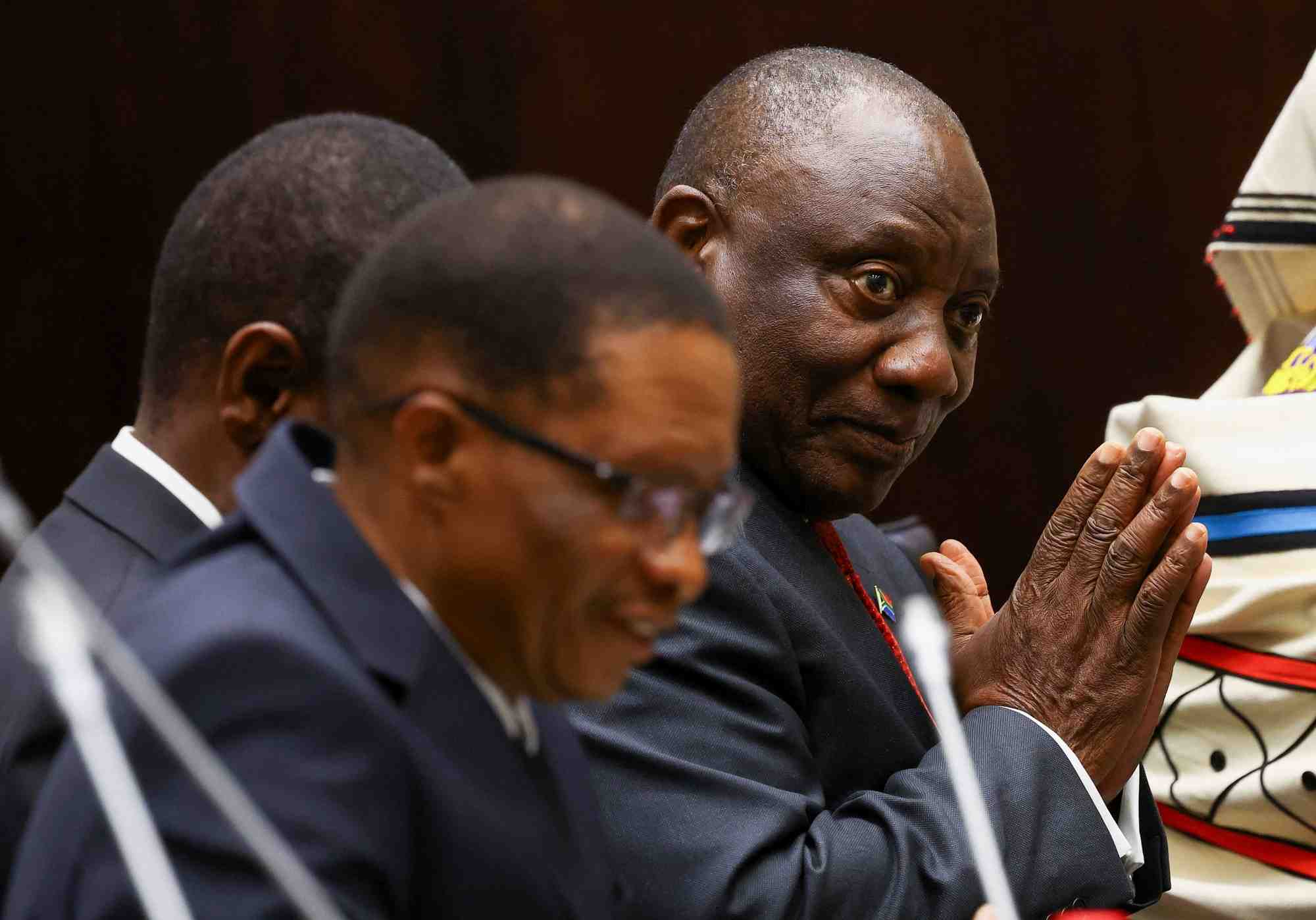 Le president sud-africain cyril ramaphosa au parlement parlement d'afrique du sud a cape town