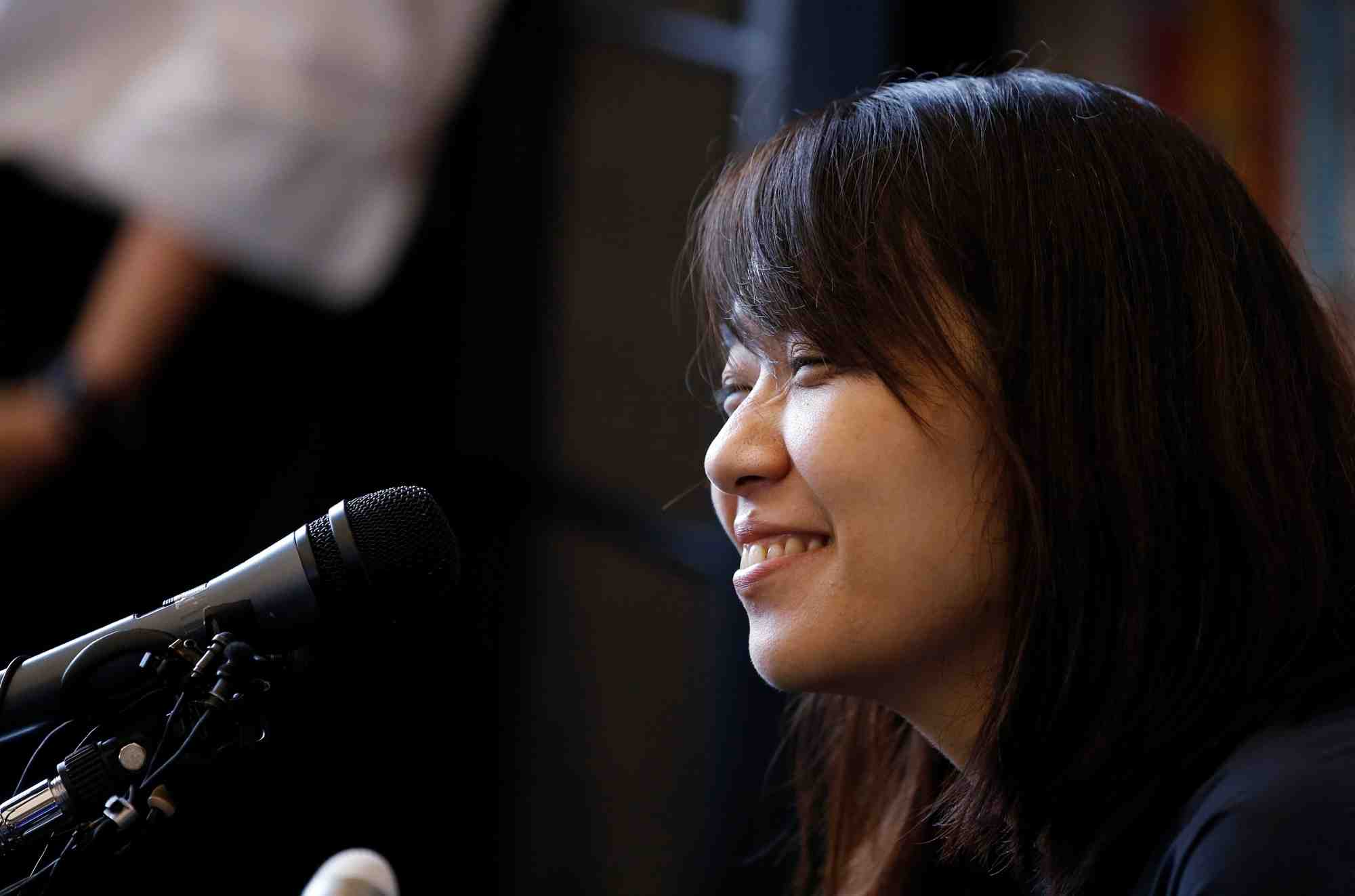 L'auteure sud-coreenne han kang, lors d'une conference de presse a seoul