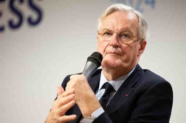 Le Premier ministre Michel Barnier au siège du Medef ce vendredi 22 novembre 2024.
