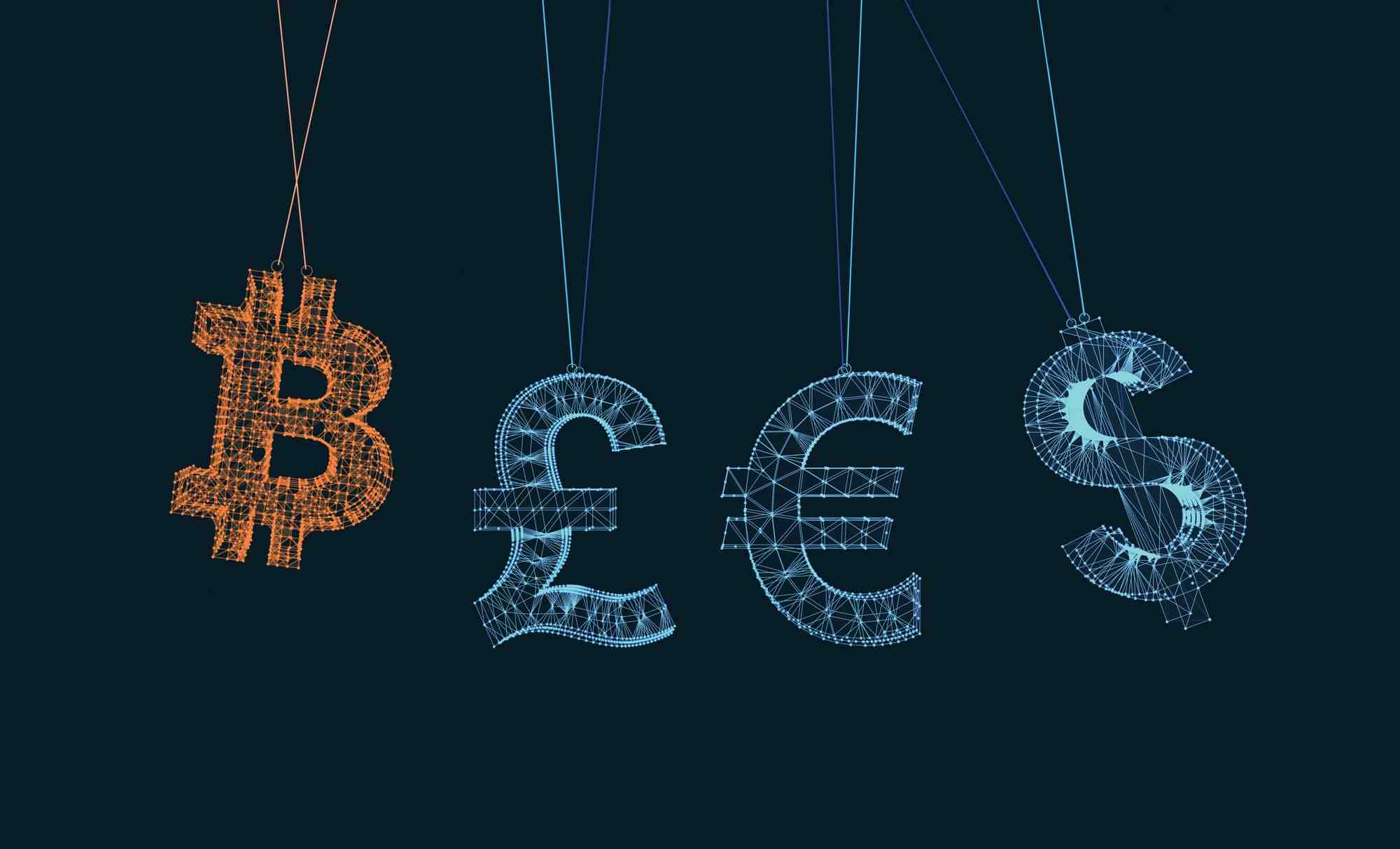Bitcoin, devises mondiales, cryptomonnaies, dollar, euro, livre sterling,