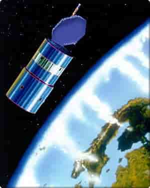 Vue d'artiste d'un satellite Thaicom monté sur la plateforme HS-376L de Hugues