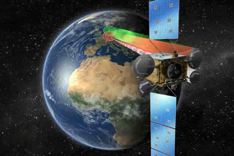 Vue d'artiste du satellite Heinrich Hertz