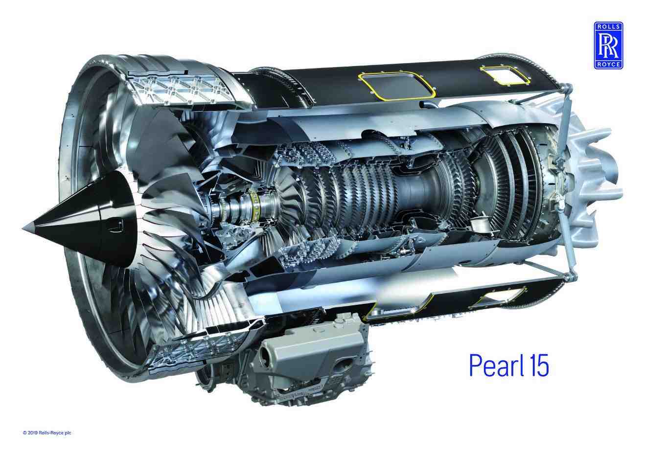 Le Rolls-Royce Pearl 15, qui motorisera les Bombardier Global 5500 et 6500.