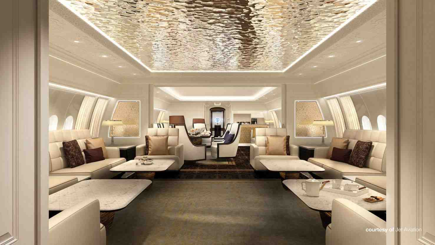 Aménagement de cabine d'un BBJ 777 vu par Jet Aviation.