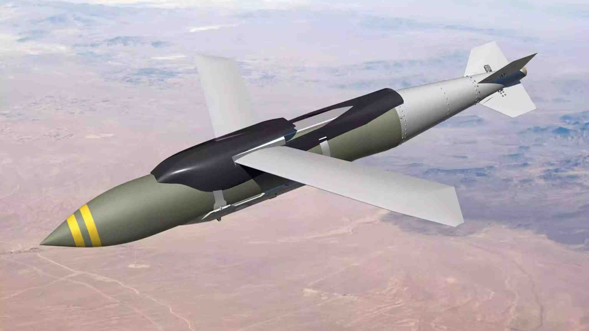 Représentation d'une JDAM-ER en vol plané.