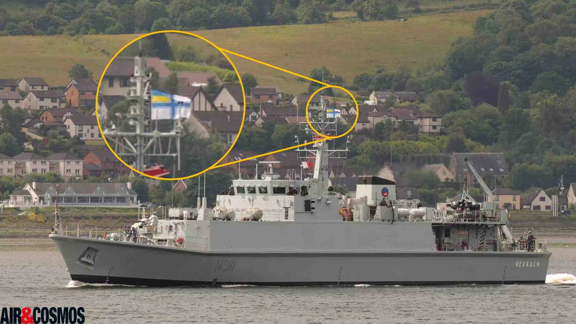 Le chasseur de mines ukrainien Cherkasy durant l'exercice Sea Breeze 2023.