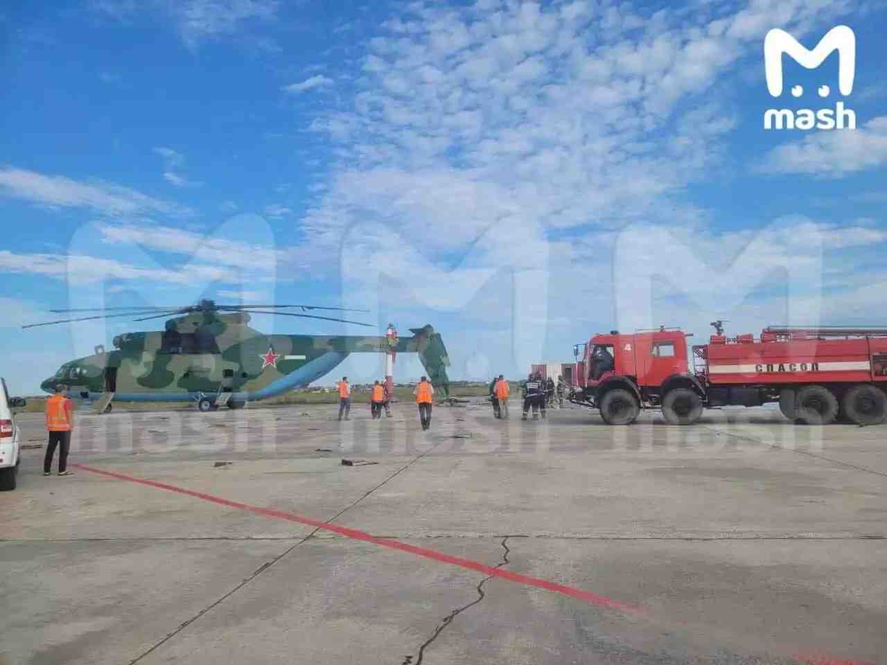 Mi-26 Halo sérieusement endommagé après avoir détruit un lampadaire.
