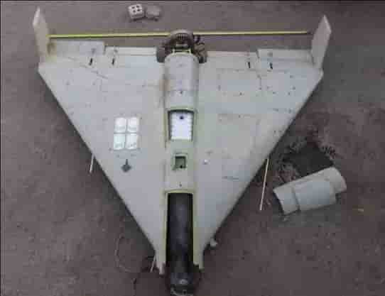 Épave de drone Shahed 131 analysée par les Ukrainiens.