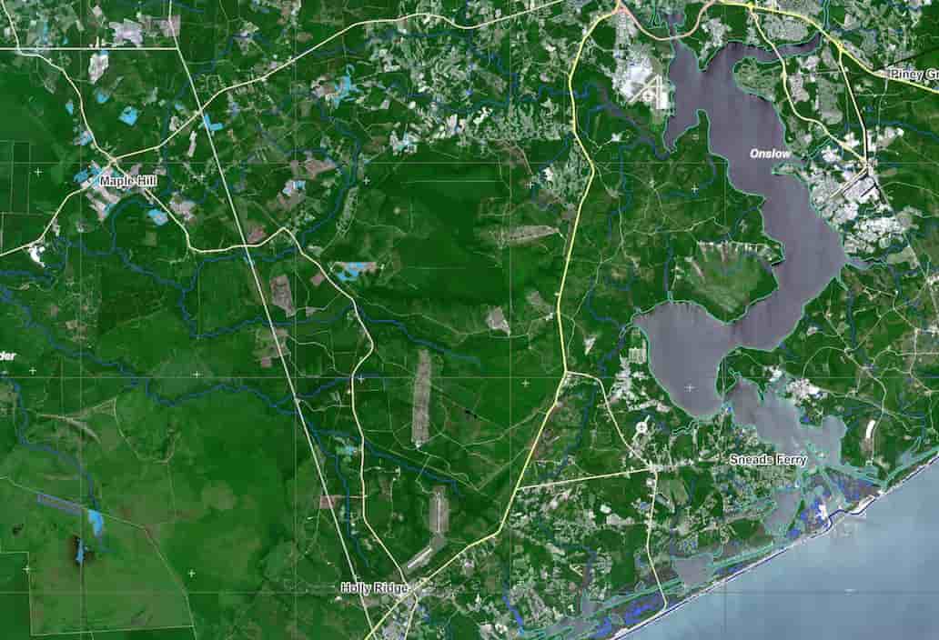 Flooding near Jacksonville, North Carolina.