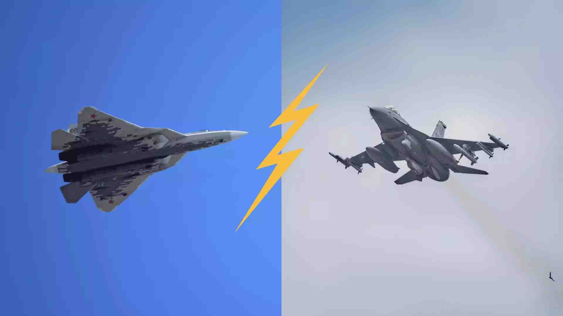 Un Su-57 russe et un F-16 en démonstration.