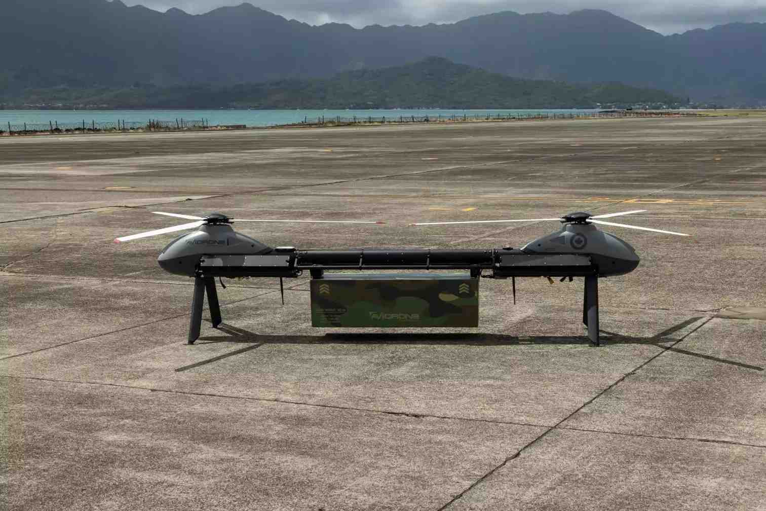 Drone de transport TL210 d'Avidrone Aerospace peu avant sa démonstration lors de la conférence POST-FX.