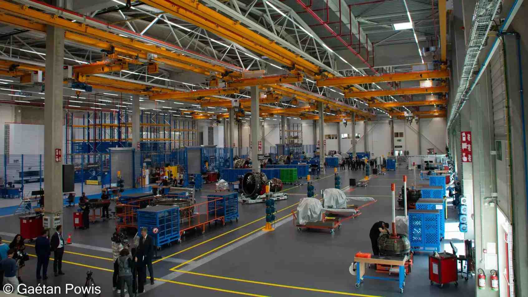 L'intérieur du tout nouvel atelier de maintenance de Safran Aircraft Engines Services Brussels.