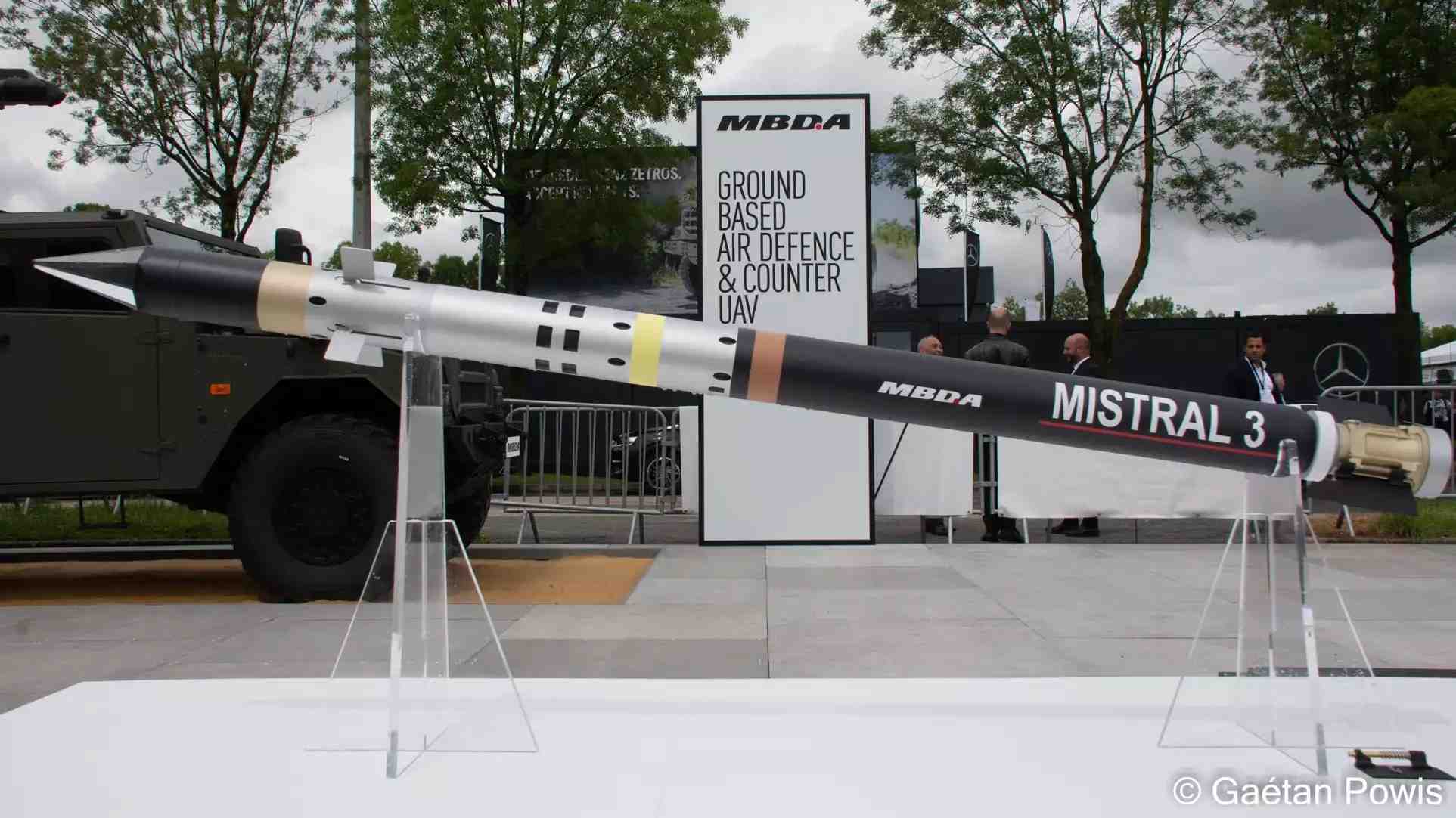 Missile antiaérien très courte portée Mistral 3 sur le stand de MBDA à Eurosatory 2024.