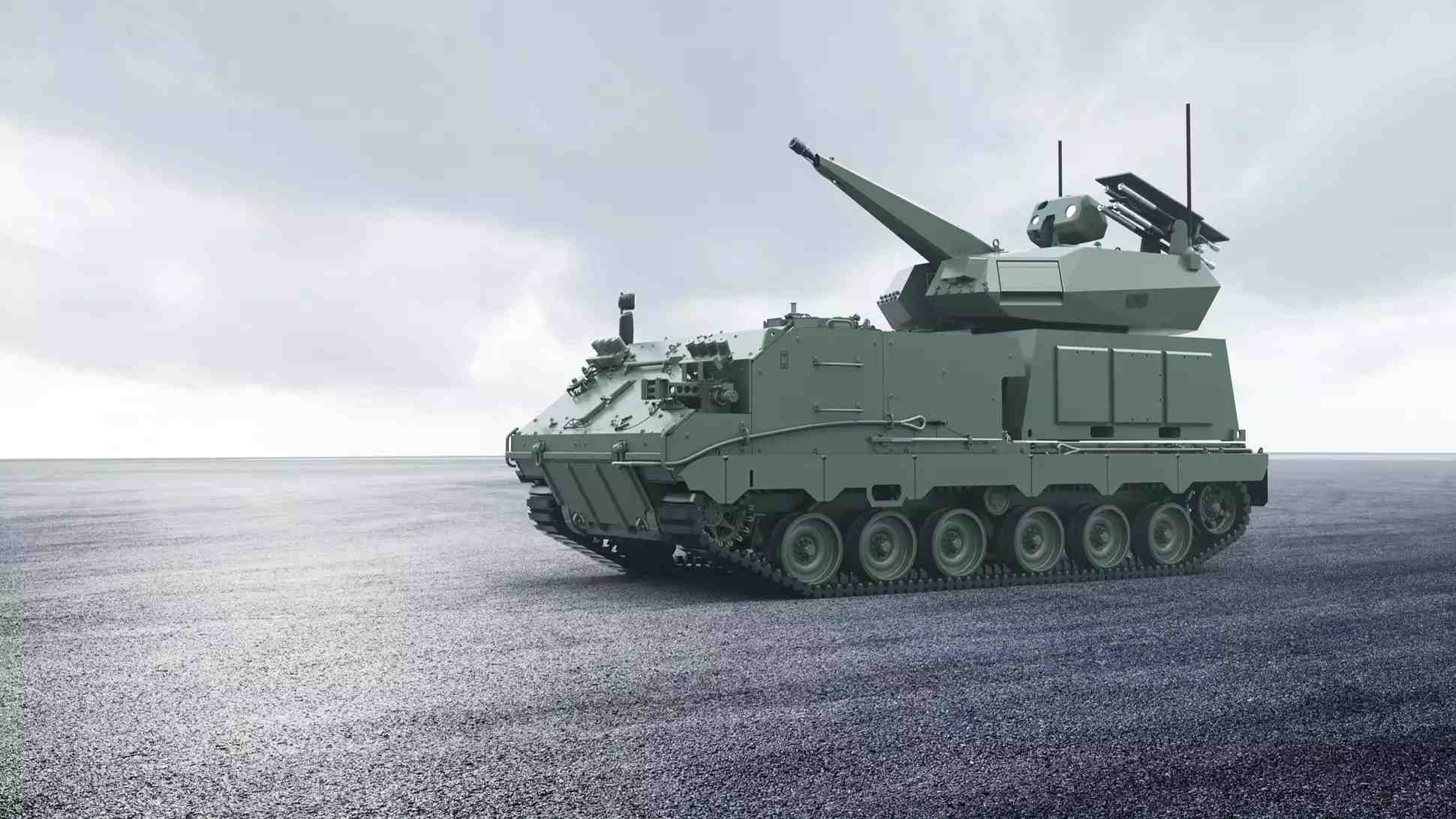 Représentation d'un blindé antiaérien ACSV Skyranger 30 des Forces terrestres hollandaises.