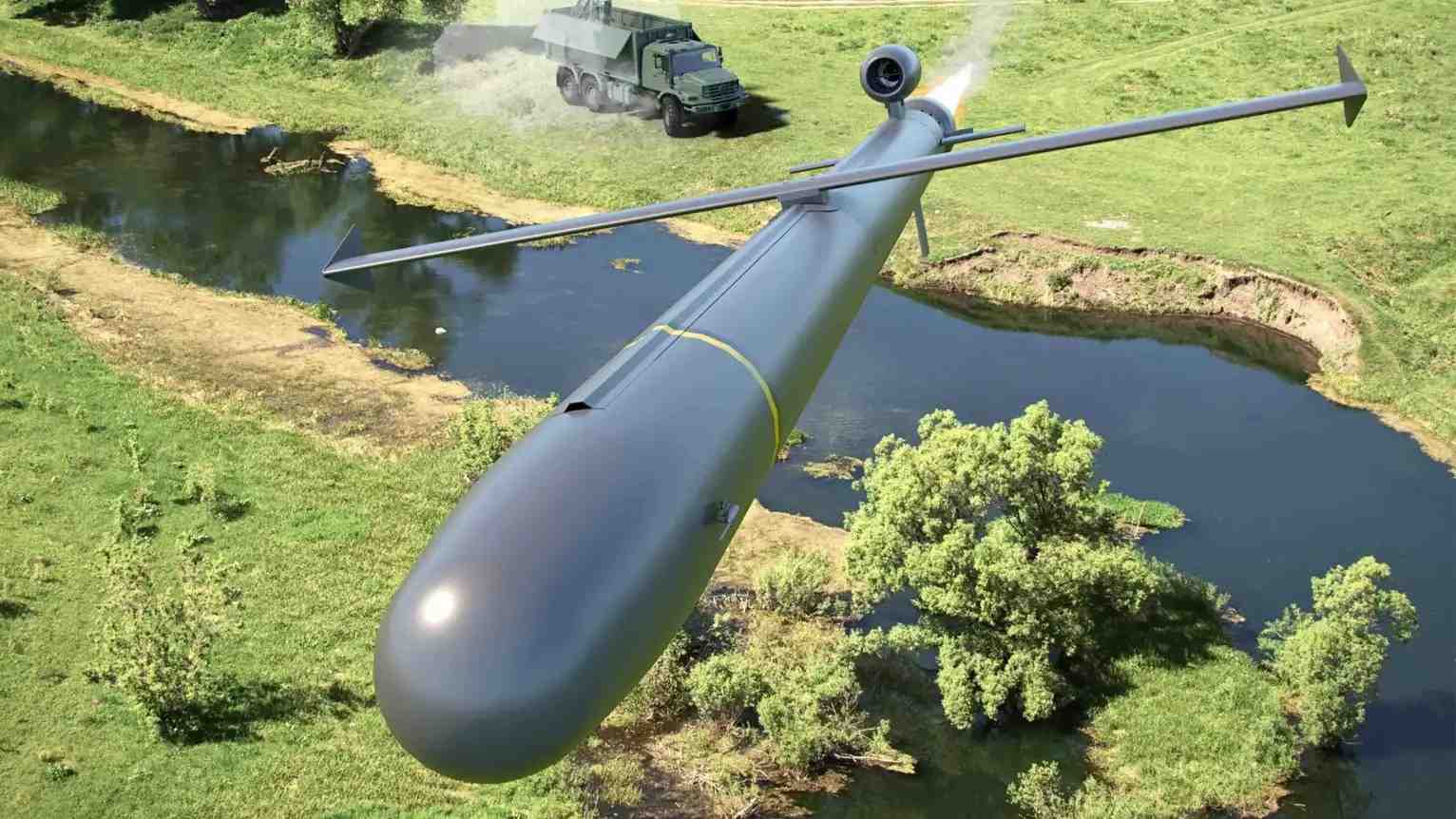 Représentation d'un missile low-cost Crossbow One Way Effector Heavy (Crossbow OWE H).