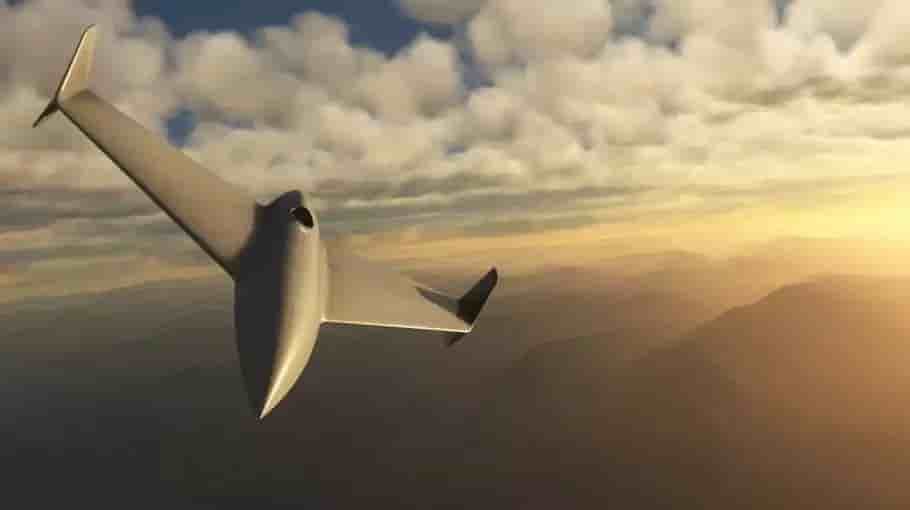 Représentation d'un drone suicide tactique longue portée One Way Effector.