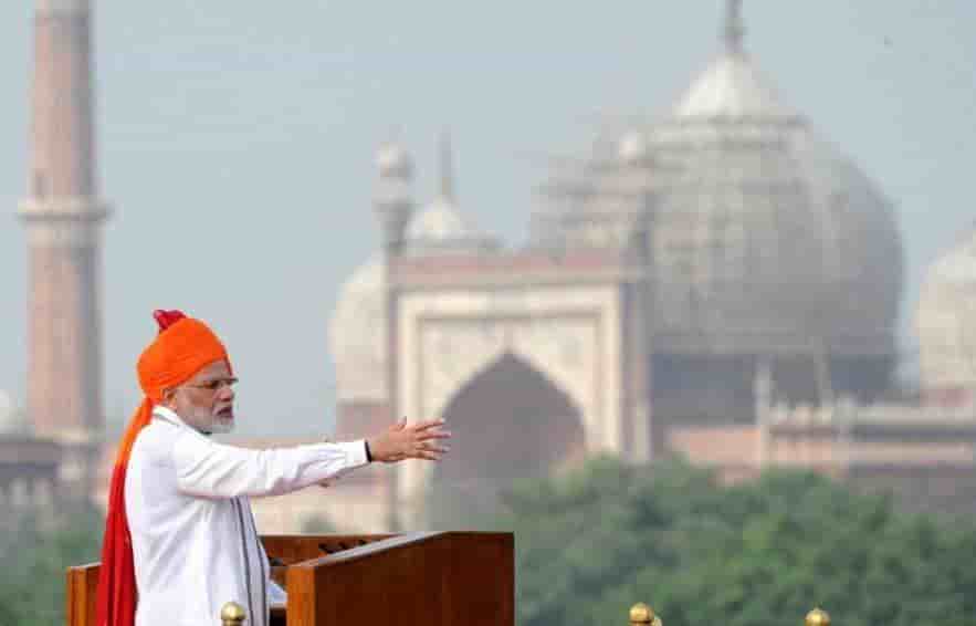 Narenda Modi makes Independence Day speech.