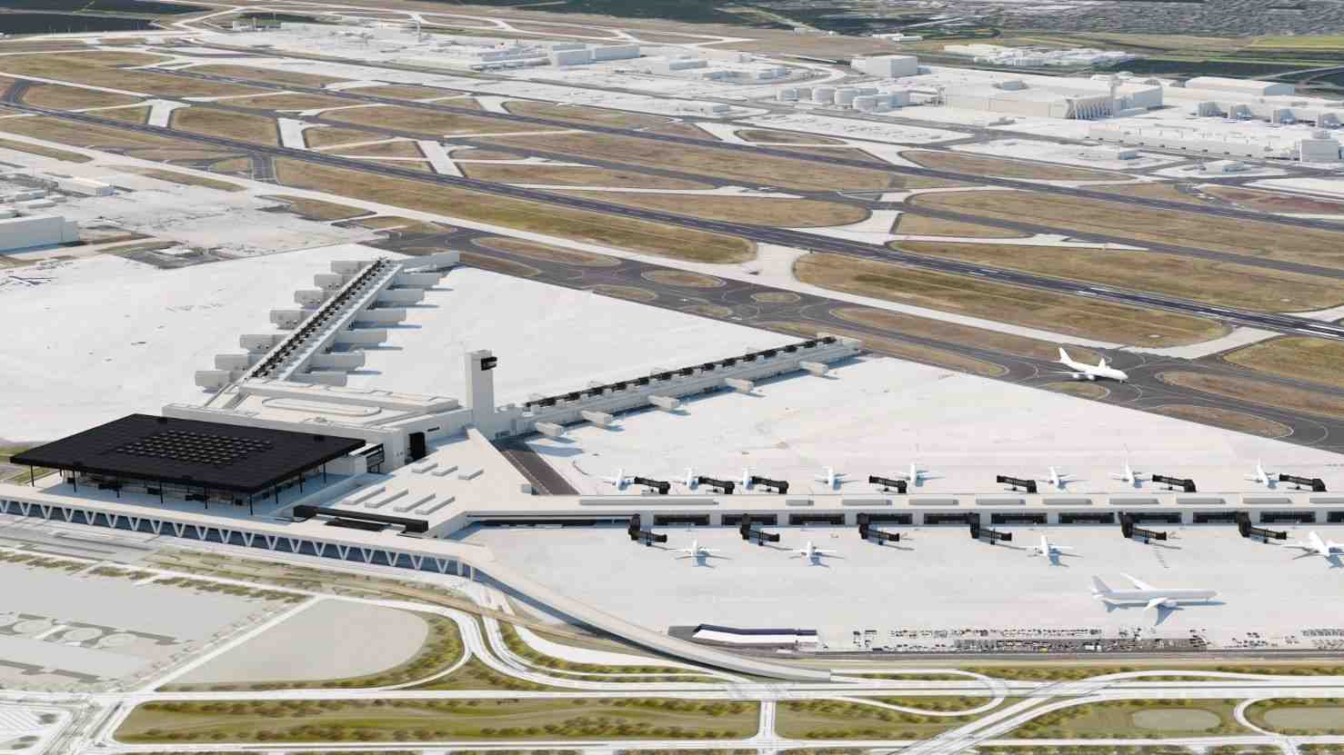 The future Terminal 3 with Pier G on the right.