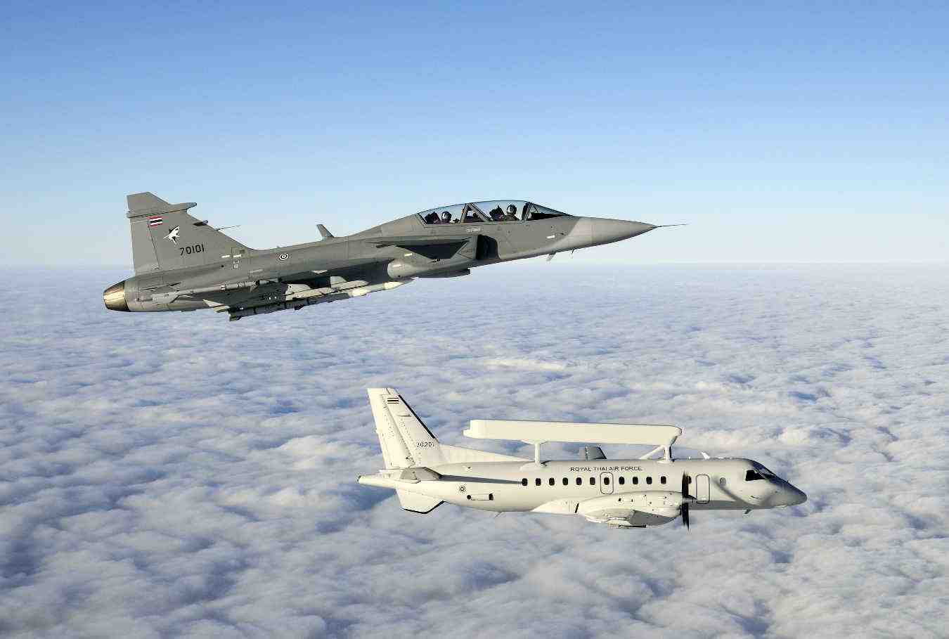 Royal Thai Air Force Gripen and Saab 340 AEW.