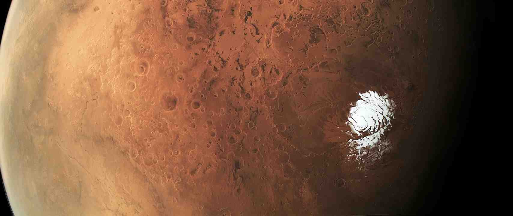 Le pôle Sud de Mars dans l’œil de la sonde Mars Express de l’ESA.