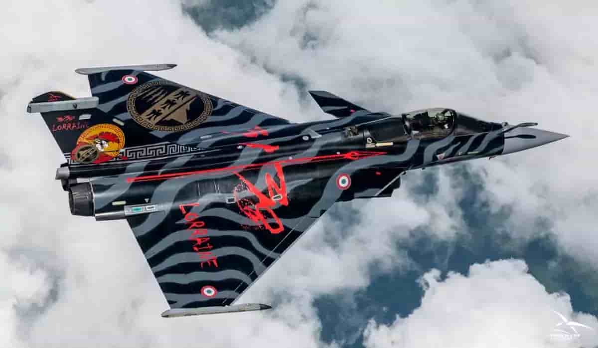 Le Rafale C Rogue Spartan du 3/30 Lorraine, vainqueur de la meilleure peinture lors du NATO Tiger Meet 2022.