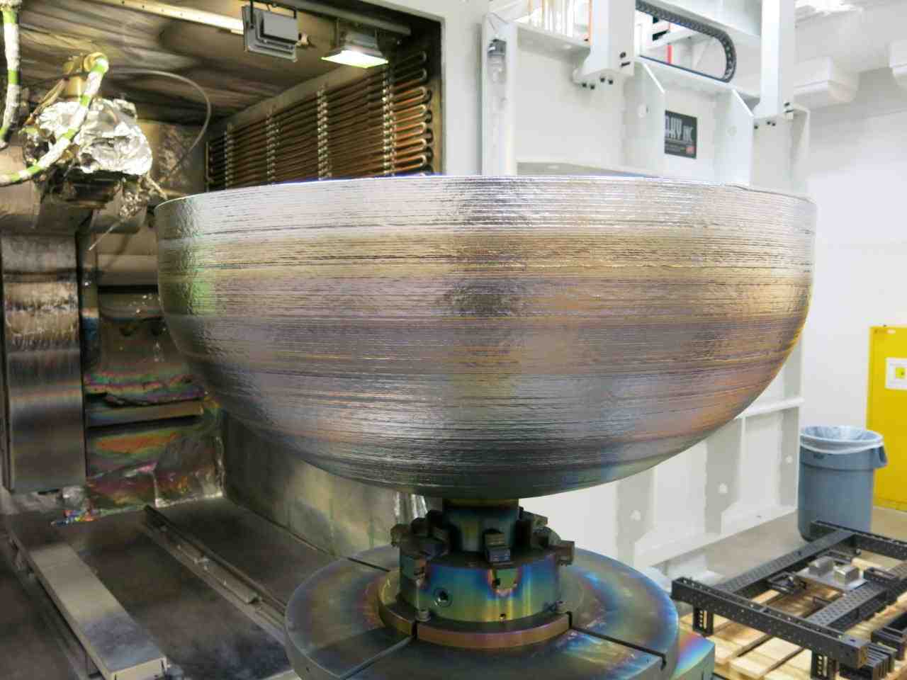 Completed dome exiting printer.