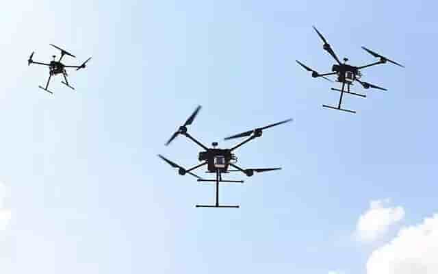 Des drones de l'armée israélienne photographiés en vol.