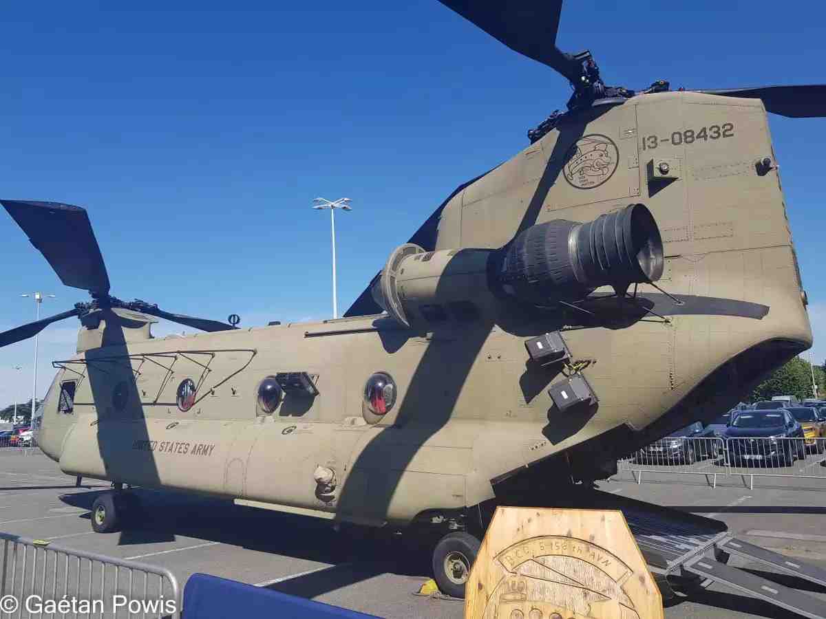 CH-47F de l'US Army lors de l'édition Eurosatory 2022.