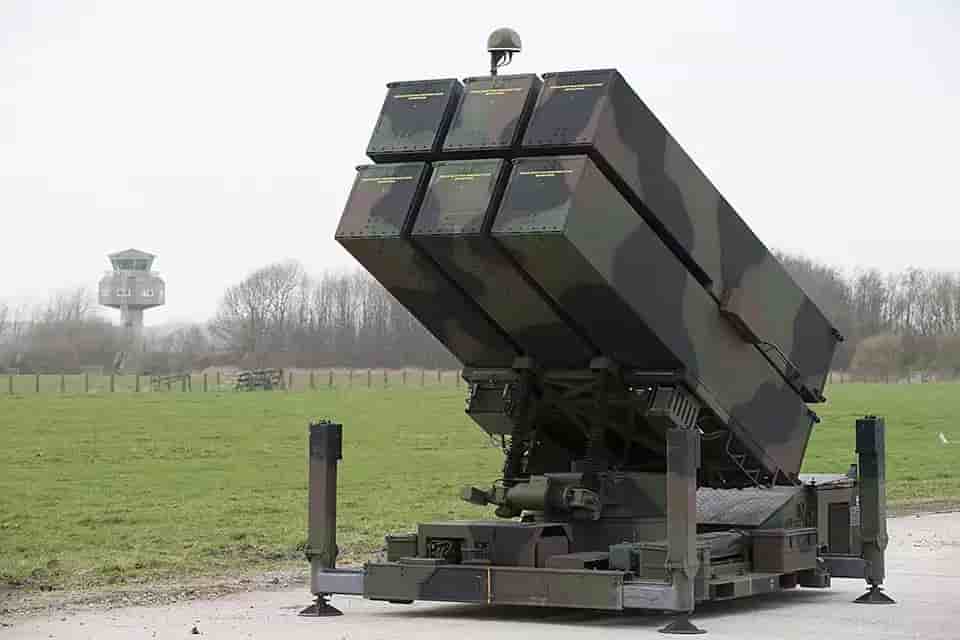 Lanceur NASAMS hollandais sur l'ancien aéroport de Valkenburg lors d'un exercice en mars 2014.