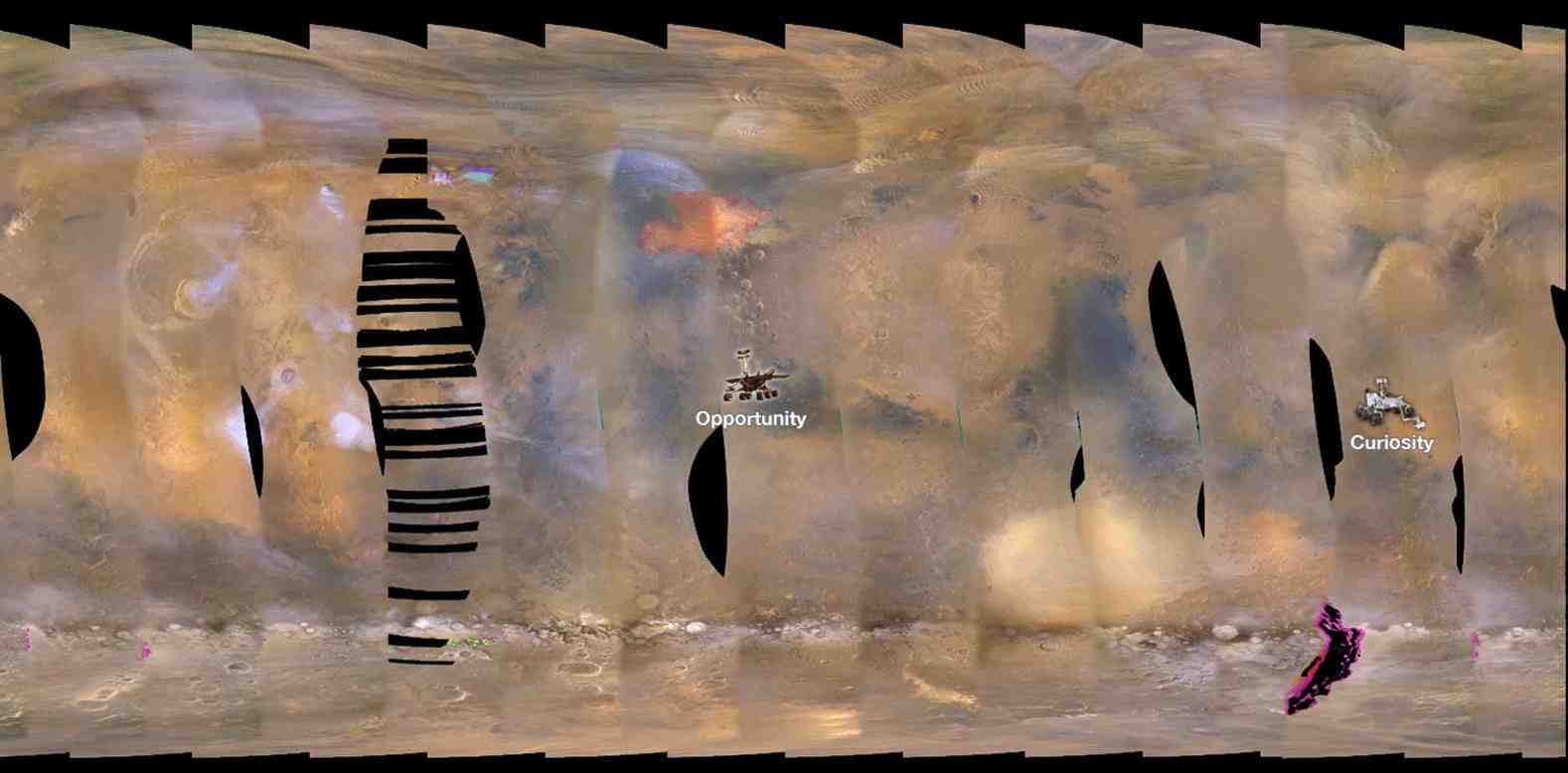 Assemblage d’images effectuées par la sonde américaine MRO