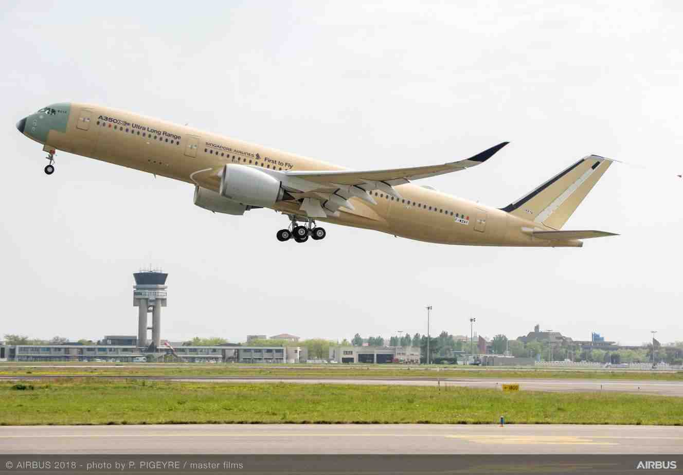 Le premier vol test de l'A350-900 ULR de Singapore Airlines