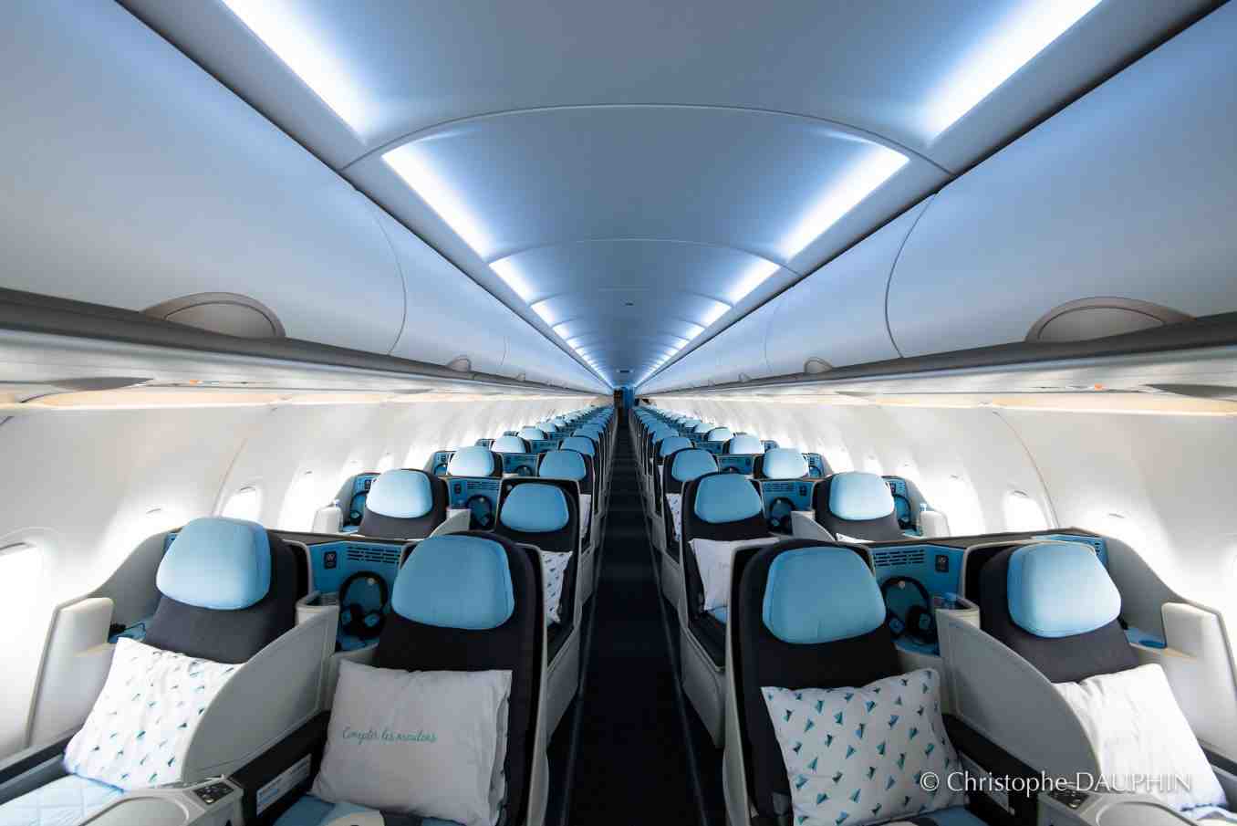 La cabine de l'A321neo de la Compagnie