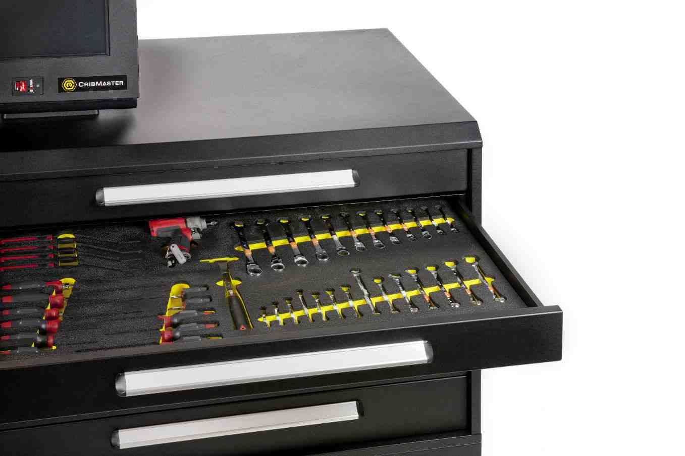 "Le système AccuDrawer de CribMaster rationalise le processus de surveillance, de gestion et de maintenance des outils"
