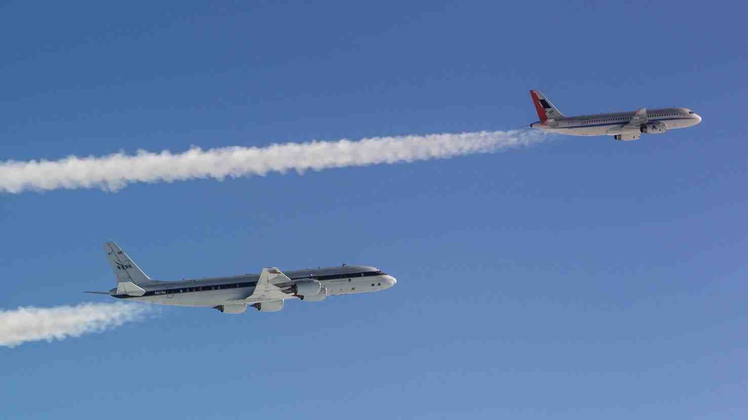 La Nasa et le DLR ont évalué l'impact de l'emploi des biocarburants mélangés au Jet A-1 sur le climat et plus précisement sur les particules de glace présentes dans les traînées de condensation.