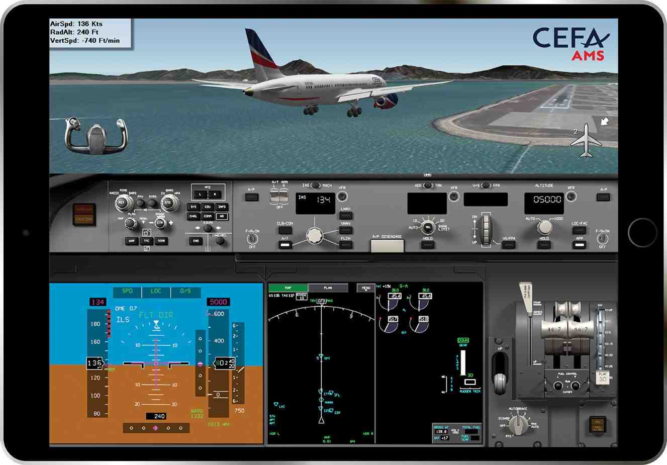 Le rendu d'une animation CEFA AMS sur une tablette