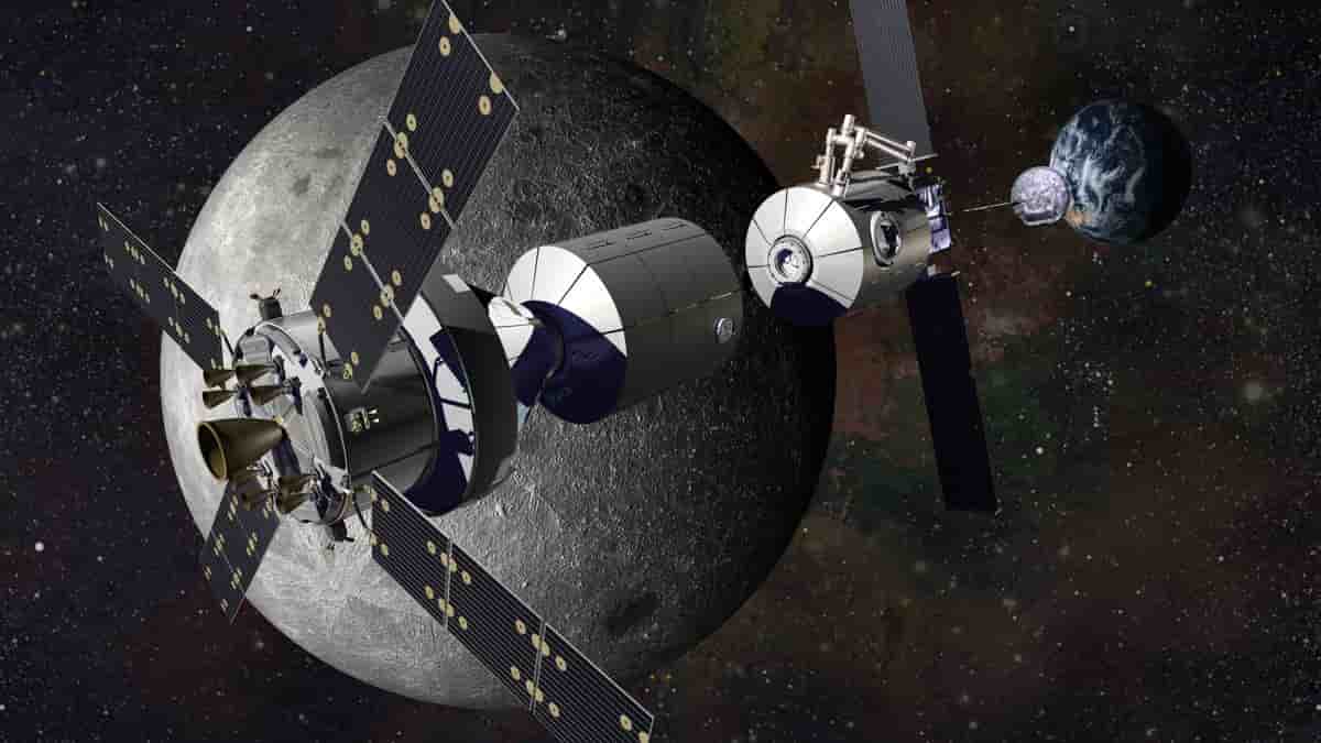 Le projet Deep Space Gateway de la Nasa sur orbite lunaire (illustration d'artiste)