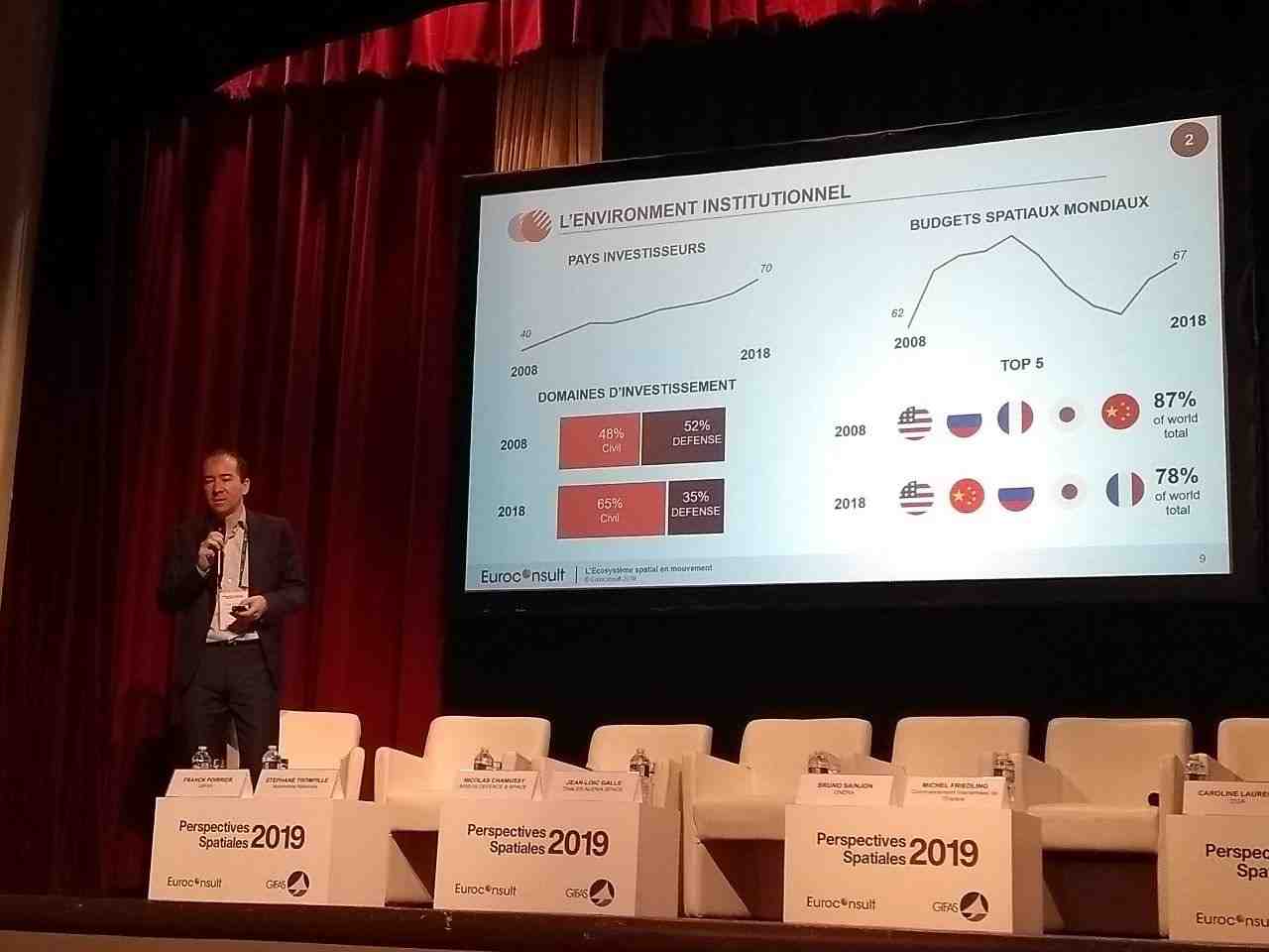 Pacôme Révillon, président d’Euroconsult, présente « l’économie spatiale en mouvement ».