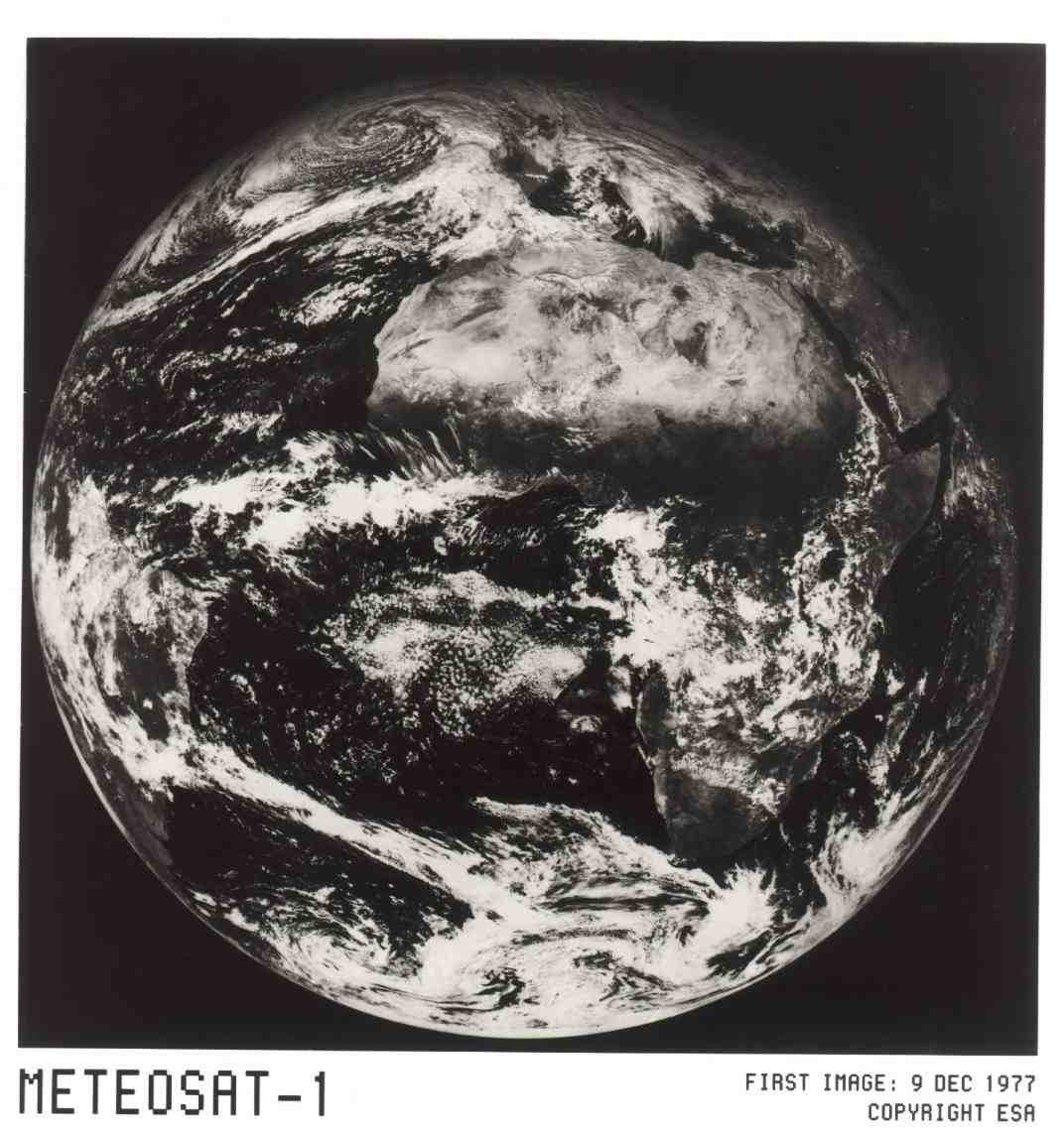 Première image de Meteosat 1, le 9 décembre 1977