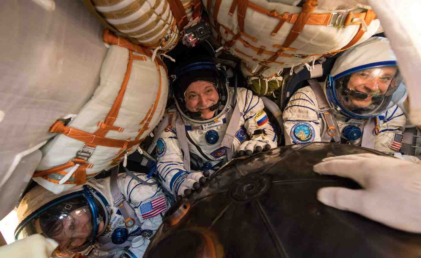 Soyuz MS-04 crew after landing.