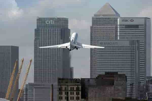 Falcon 8X at London City airport