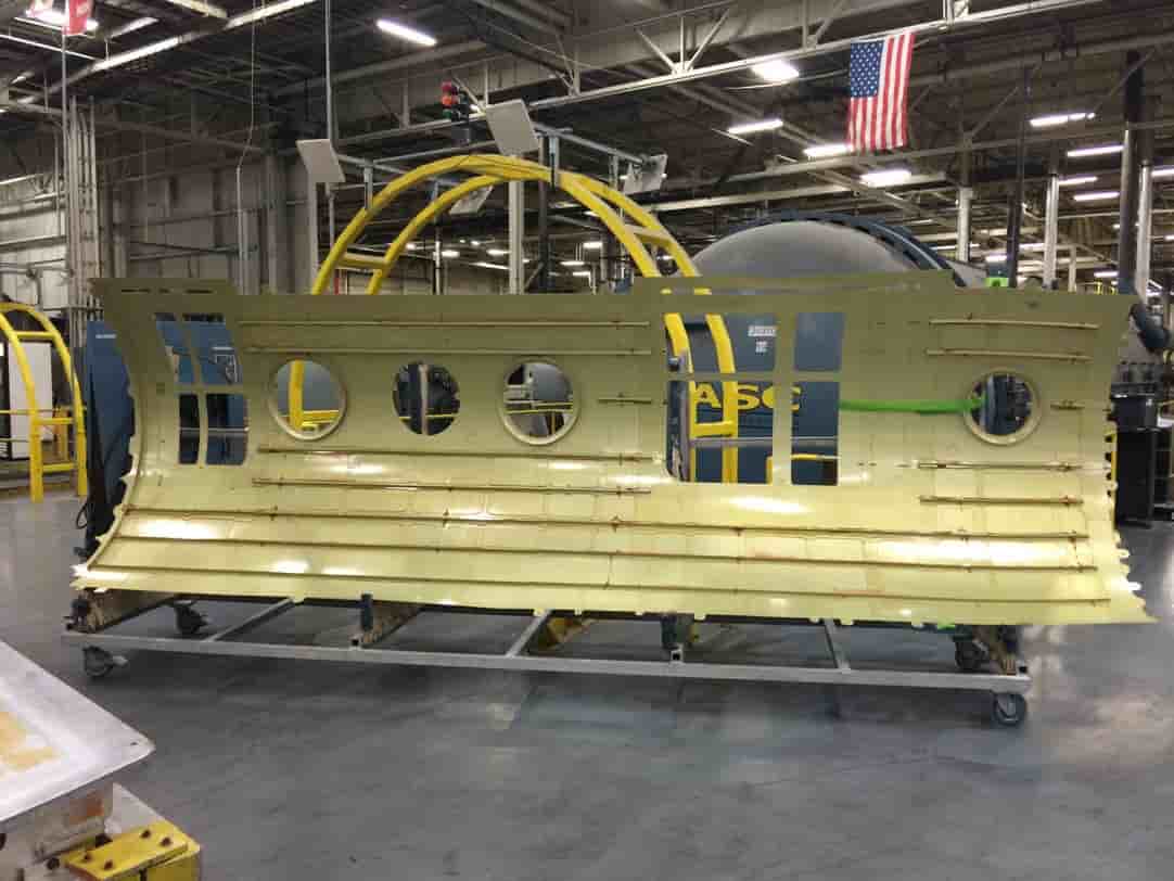 Une portion du fuselage du Cessna Denali, lequel est actuellement en cours de construction.